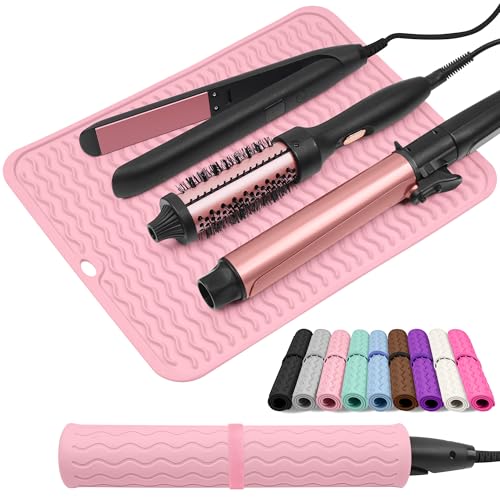 Oversize Silicone Heat Resistant Mat for Hair Tools - color: Pink