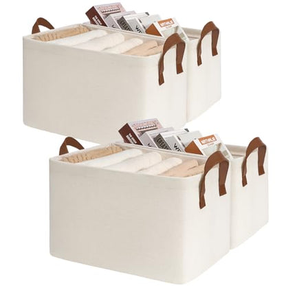 CHICVITA 30L Large Fabric Closet Baskets for Shelves, 4Pack, Beige - color: Beige 4-Pack, size: 16 ¾" L x 11" W x 9 ¾" H