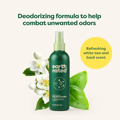 Earth Rated Dog Deodorizing Refresh Mist Spray, White Tea & Basil, 8oz - size: Deodorizing Spray