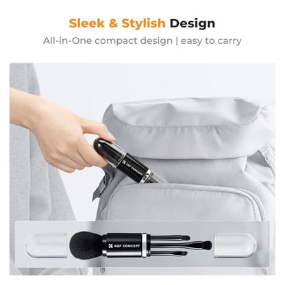 K&F CONCEPT 6-in-1 Keyboard Cleaning Brush Kit for Camera, Lens, PC,Black - color: Black
