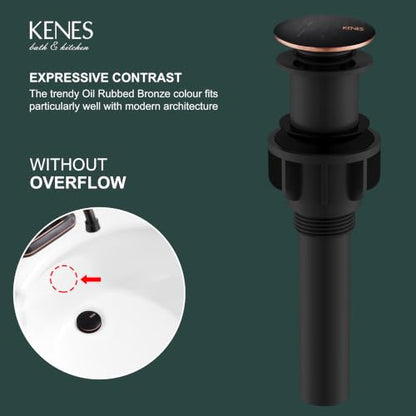 KENES Oil Rubbed Bronze Pop Up Bathroom Sink Drain Stopper Without Overflow - color: Oil-rubbed Bronze, size: Big Pop up Cap (Without Overflow)