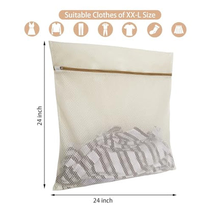 2Pcs Durable Honeycomb Mesh Laundry Bags for Delicates (2XX-L Beige) - color: 2 XX-L Beige