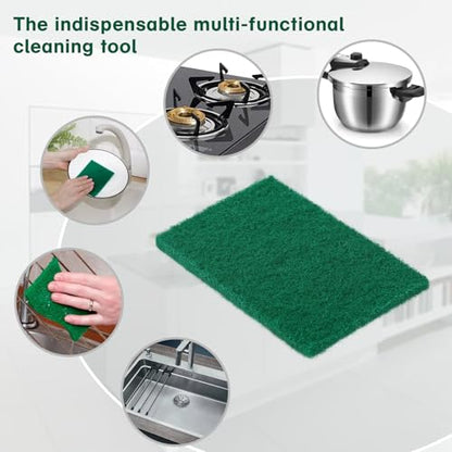 100 Pcs Scouring Pads, Dish Scrubber Scouring Pads, Green, 3x4in