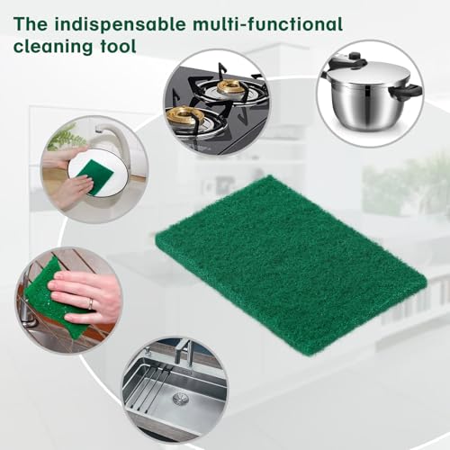 50 Pcs Scouring Pads, 4x6in, Green