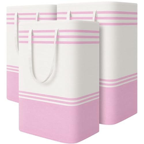 TranquilRelax 3-Pack Laundry Basket, Laundry Hamper, Pink-88L - color: Pink, size: 88L