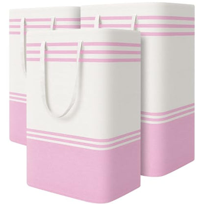 TranquilRelax 3-Pack Laundry Basket, Laundry Hamper, Pink-88L - color: Pink, size: 88L