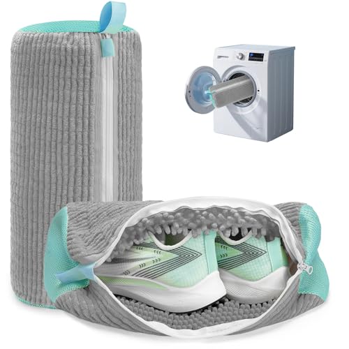 Shoe Washing Machine Bag Laundry Shoe Bag for Washer and Dryer Reusable 2pc Shoe Cleaning Bags for Sneakers 360° Deep Cleaning Machine for All Shoes Types With Self-locking Zipper - color: Gray 2Pcs