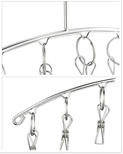 Strong Stainless Steel Laundry Drying Rack Clothes Hanger with 10 Clothespins Indoor Space Saver Hanging Clothing Organizer Mitten Sock Hangers - color: 10 Clips Metal