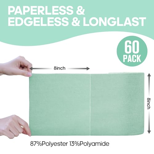 Fantasticlean Microfiber Cleaning Cloth Roll, 60 Pack, 8" x 8", Mint Green - color: Mint Green