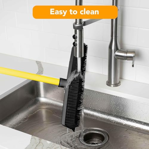 FURemover Pet Hair Removal Rubber Broom, 48" Handle - color: Furemover Sweep Pet Hair Broom