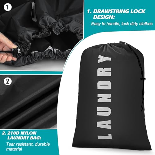 Isink Laundry Bag,2 Pack Travel Laundry Bags for Dirty Clothes,Large Laundry Bags for Camping & Traveling,Dirty Clothes Travel Bag,24" x 36" (Black+ Gray) - color: Laundry Bags (Black+ Gray)