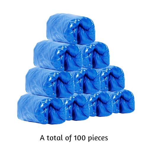 100Pcs Disposable Arm Sleeves Covers 15 Inch Blue Plastic Protective Sleeves for Working Handling Tattoo Painting Cleaning
