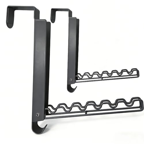 Over The Door Drying Rack with Hooks, Double Folding Portable Small Space Storage for Laundry Bathroom Travel Bedroom Drying (2Pack, Black) - color: 2-Black