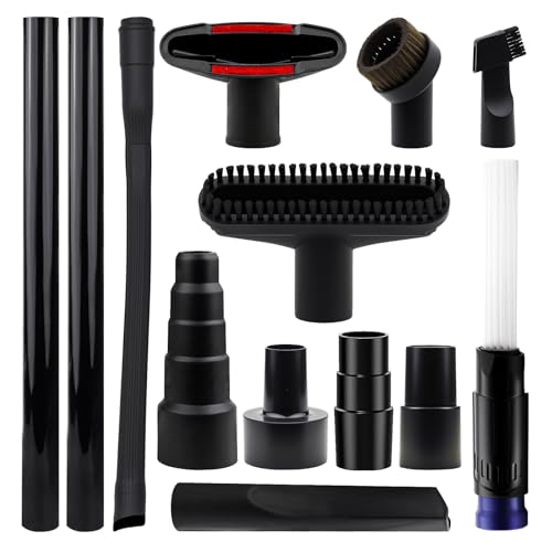 13 PCS Universal Vacuum Attachments Kit, 2 1/2" to 1 1/4" Wet Dry Vacuum Hose Adapter, 1 7/8" to 1" Adapter for Shop Vac, 1 1/4" Vacuum Cleaners Accessories with Horse Hair Brush, Extension Wand - style: 23 PCS