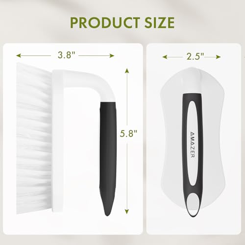 Amazer Scrub Brush for Cleaning Comfort Grip Shower Scrubber Stiff Bristles with Handle Heavy Duty Cleaner Brush for Tub Sink Carpet Floor - Pack of 2 (Black+Black) - color: Black+black, size: 2-Pack