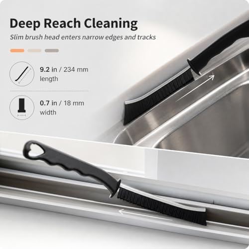 QWORK Crevice Cleaning Brush 9 Pcs Set, Multi-Purpose Gap Brushes with Wire, Right-Angle & Narrow Bristle Tools