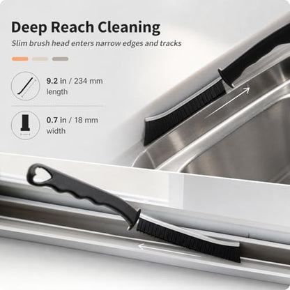 QWORK Crevice Cleaning Brush 9 Pcs Set, Multi-Purpose Gap Brushes with Wire, Right-Angle & Narrow Bristle Tools