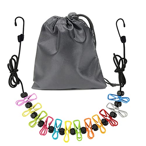 Clothesline，Retractable Portable Clothesline for Travel，Clothing line with 12 Clothes Clips，for Indoor and Outdoor Laundry Drying line，Outdoor Camping Accessories - color: Colors