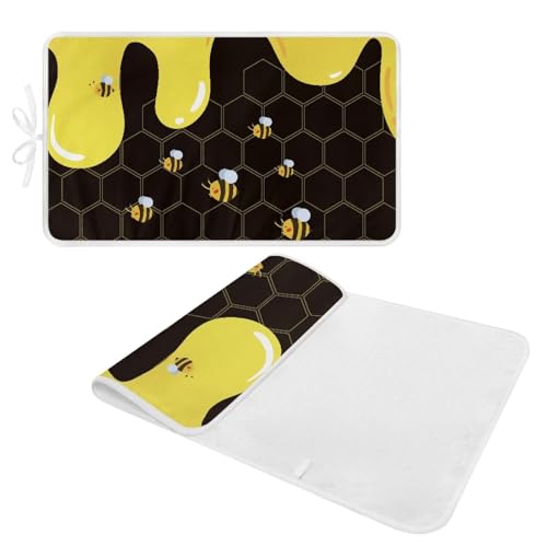 Cute Ironing Mat for Table top Washer,Dryer,Countertop,Bee Portable Iron Pad Blanket for Washer Dryer Countertop Travel 32 x 16 Inch Small Ironing Pads,Yellow - color: Bees