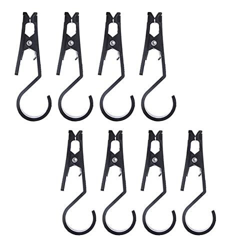 8 Pcs Hooks Clip Super Strong Black Plastic Clips Laundry Hooks Clothes Pins Heavy Duty Hangers with Clips for Home,Travel,Outdoor Camping Tent