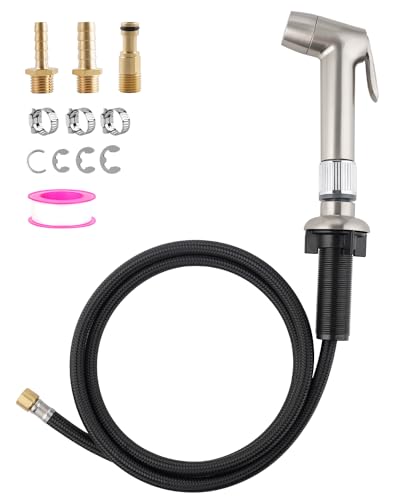2 Mode Kitchen Sink Side Sprayer with Water Flow Restrictor, Brushed Nickel - color: Brushed Nickel, style: braided hose/dual spray mode
