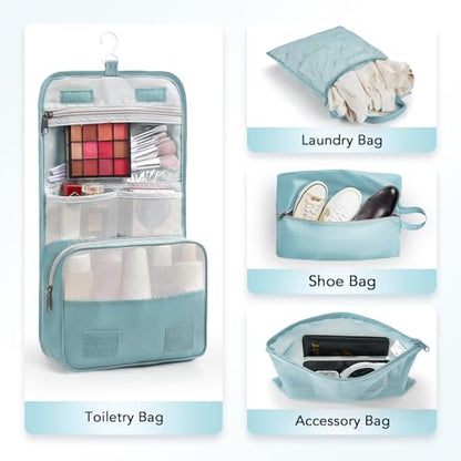 OlarHike 10 Set Compression Packing Cubes for Travel Essentials,Compressible Expandable Space Saver Bags for Organizing Clothes,Luggage Suitcase Garment Bags with Over 1000 pcs Mesh Holes(Blue Gray) - color: Blue Gray