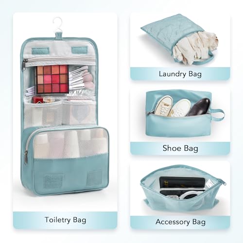 OlarHike 8 Set Compression Packing Cubes for Travel Essentials,Compressible Expandable Space Saver Bags for Organizing Clothes,Luggage Suitcase Garment Bags with Over 1000 pcs Mesh Holes(Blue Gray) - color: Blue Gray