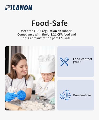 LANON Blue Food Safe Disposable Nitrile Gloves,Cooking Gloves,X-Large - color: Blue, size: X-Large (Pack of 100)
