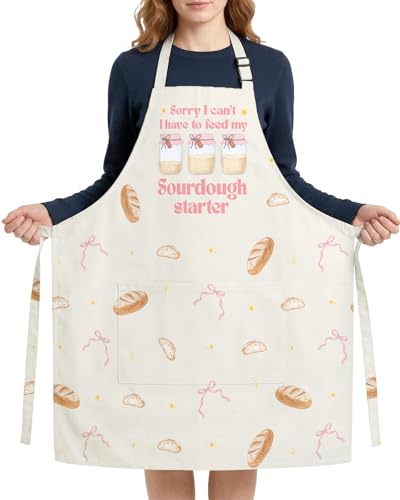Women Apron, Cute Kitchen Aprons for Women, Girls - color: Cream Sourdough