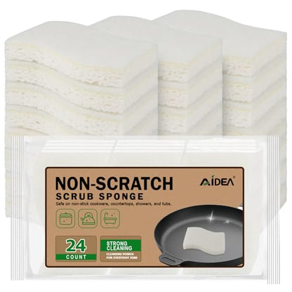 AIDEA Sponges Kitchen, Non-Scratch Scrub Sponge-24Count, Sponges for Dishes - color: White