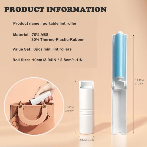 Mini Reusable Lint Roller 8 Pack, Washable Sticky Gel Lint Remover, Blue - color: 8 Pack, Blue