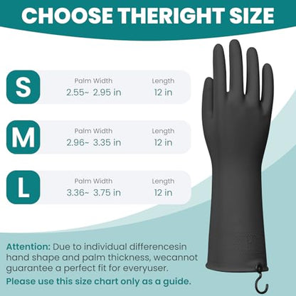 4 Pairs Rubber Dishwashing Gloves with Hanging Hooks - Reusable Cleaning Gloves for Kitchen & Household, Non-Slip, Durable and Flexible (Large, 4 Colors: Black, Pink, Blue, Purple) - size: Large