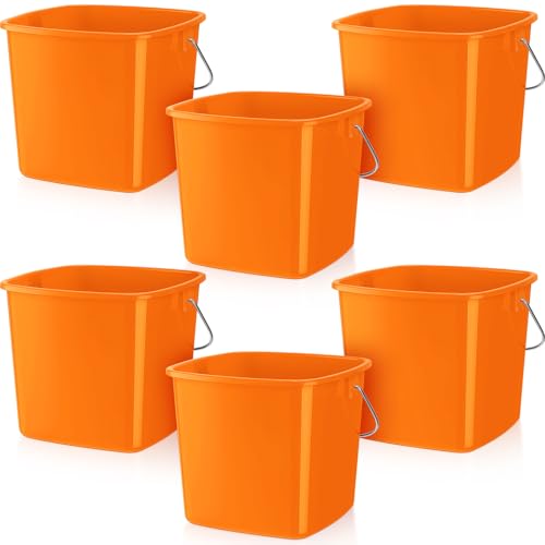 Zhehao 6 Pcs 3 Quart Small Sanitizer Cleaning Bucket, Orange - color: Orange