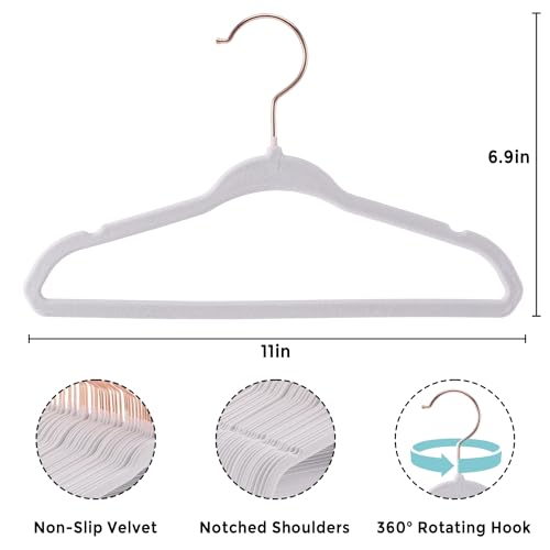 Tonswachic Baby Hangers Velvet - 11 Inch Kids Felt Hanger Non Slip Toddler Clothes - Childrens Hangers for Newborn Clothes - 50 Pack with 10 Hanger Finger Clips, White - color: White, size: 50 Pack