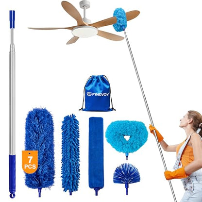 Duster with Extension Pole, 7 in 1 Cleaning Kit with Microfiber Dusters - size: 7 in 1