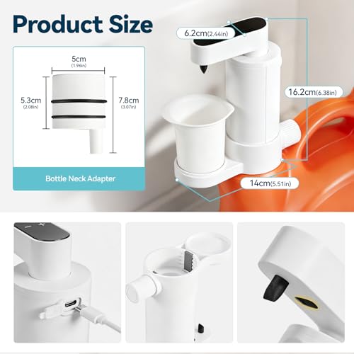 Electric Laundry Detergent Dispenser, Automatic Laundry Dispenser for Liquid Detergent, with Bottle Adapter, USB Recharg 8ml/s Flow, 5 Mode Smart Laundry Soap Pump for Laundry Room Organization, White - color: White