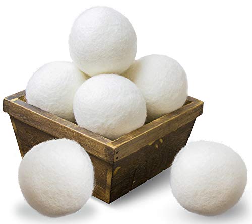 Wool Dryer Balls XL Size 6 Pack, Natural Fabric Softener 100% Organic Premium New Zealand Wool, Chemical Free and Reduces Wrinkles, 1000+ Loads, Baby Safe, Saving Energy & Time, White 6 Count - size: 1 Count (Pack of 6)