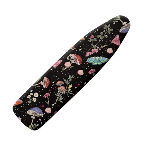 Mushroom Leaves Homes Replacement Ironing Board Cover with Extra Thick Pad, Standard (Fits Large Boards 15 x 54 inch) Elasticated, Scorch Resistant, Durable - color: 0 Mushroom Leaves