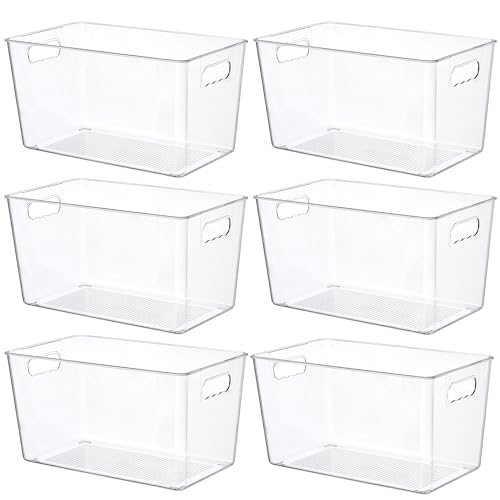 Vtopmart 6 Pack Clear Storage Bins, Pantry Storage Bins with Handle, XL - size: XL(13"×7.4"×7")