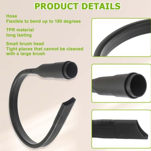 Crevice Tool & Vacuum Brush Head for All Vacuum Cleaners Accepting,Flexible Hose with 1-1/4"(32mm) or 1-3/8"(35mm) Adapter, Multi-Surface Hard-to-Reach Cleaning for Sofas & Appliances