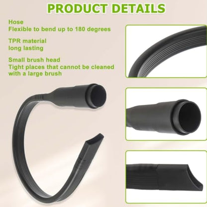Crevice Tool & Vacuum Brush Head for All Vacuum Cleaners Accepting,Flexible Hose with 1-1/4"(32mm) or 1-3/8"(35mm) Adapter, Multi-Surface Hard-to-Reach Cleaning for Sofas & Appliances