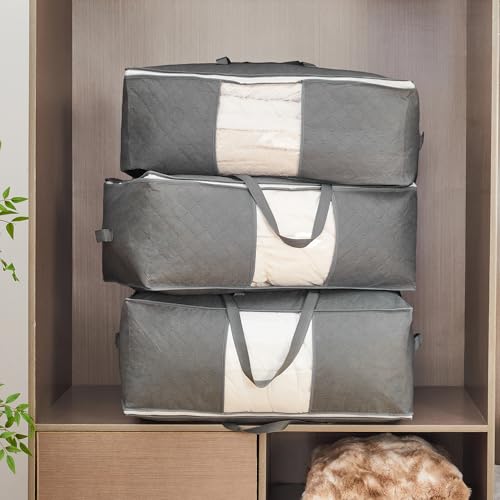 105L Extra Large Storage Bag for Blankets Comforters Bedding Clothes Pillow - size: 3pack
