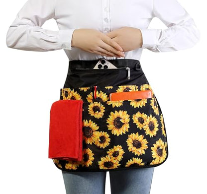 Bafelia Waterproof Server Apron for Women with 7 Pockets - color: Sunflower