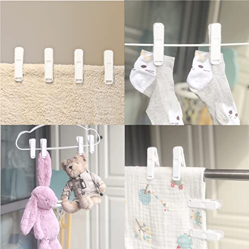 Strong Plastic Clothespins - 16 Pack Heavy Duty Laundry Clothes Pins, Non-Slip Pegs, Chip Clips, Hanger Clip, Rustless, Windproof, Heatproof - White - color: White