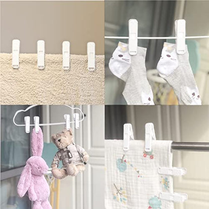 Strong Plastic Clothespins - 16 Pack Heavy Duty Laundry Clothes Pins, Non-Slip Pegs, Chip Clips, Hanger Clip, Rustless, Windproof, Heatproof - White - color: White