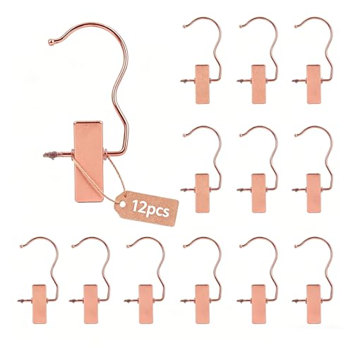 4.5 Inch Metal Boots Hanger, Rose Gold Clip Hangers for Shoes, Gloves, Hair Extensions, Wigs, Clothing Accessories, 12 Pack - color: Rose Gold