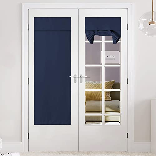 NICETOWN Navy Blue Blackout French Door Curtain Window Cover - color: Navy, size: 26"W x 72"L (Pack of 1)