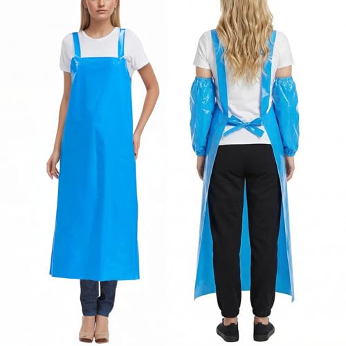 Molaxhome TPU Waterproof Apron Lightweight Oil-resistant Chef Apron - color: Blue