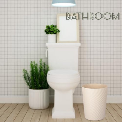 Plastic Small Bathroom Trash Can Wastebasket Garbage Can, Beige, 2 Pack - color: Beige, size: 1.8 Gallon/2 Pack