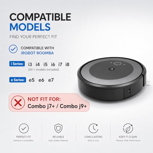 26 Replacement Parts for iRobot Roomba i7 i7+ i3 i3+ i4 i4+ i5 i5+ i6 i6+ i8 i8+ E5 E6 E7 Robot Vacuum Accessories, 2 Rubber Roller 8 Filters 8 Side Brushes 8 Vacuum Bags（NOT Fit the Combo J7+） - size: 26Pcs Roomba i7 Parts